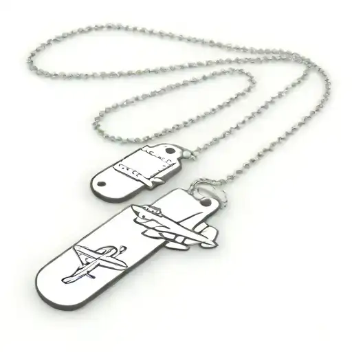 Dog Tags Attached To Chain And P47 Thunderbolt