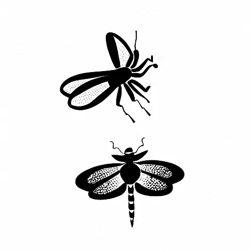 A Ladybug Dragonfly And Butterfly Next To Each Other