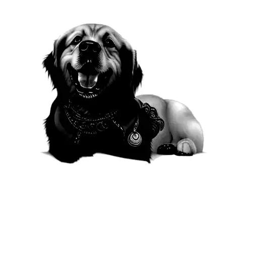 Line Art Of A Dog And Include Name 'Loki'