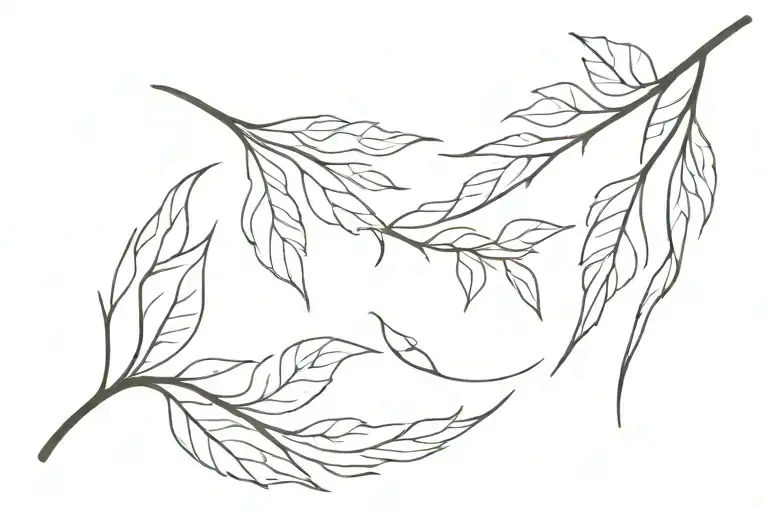 Simple Angel Wings With A Japanese Maple Branch Around The Wings Tattoo Black