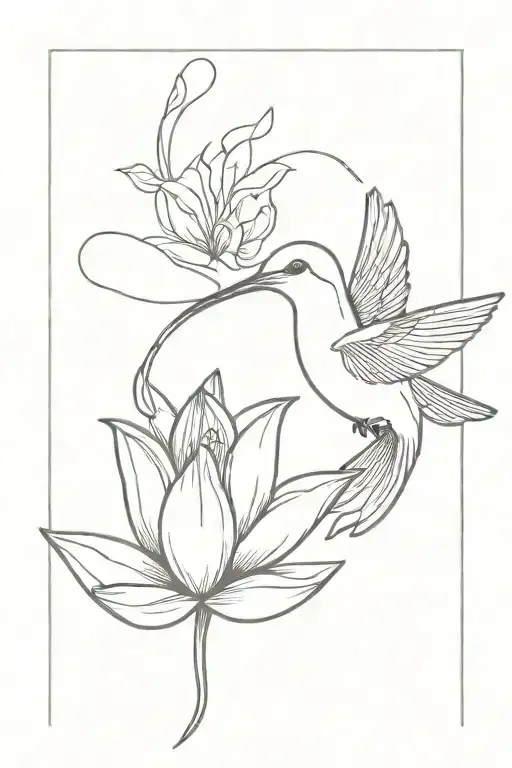 Hummingbird With Lotus Flower