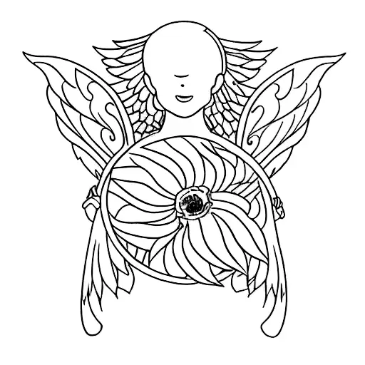 Finger Angel Tattoo With A B