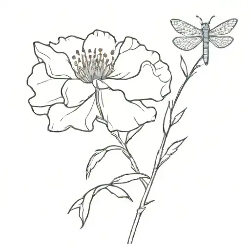 Carnation & Dragonfly Perched