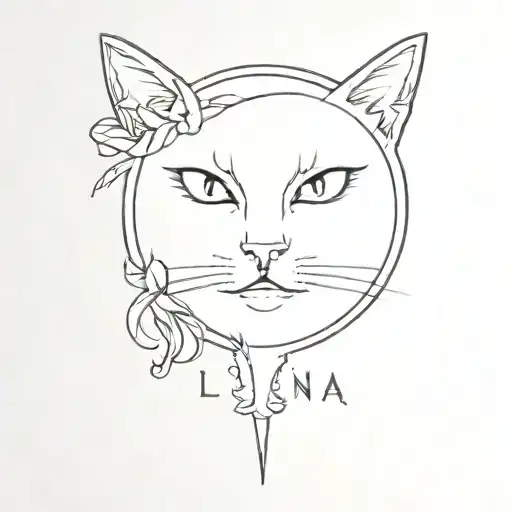 The Name Luna With A Small Cat Head Under It