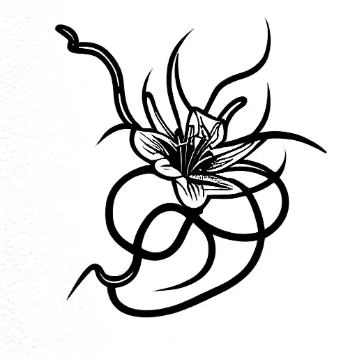 Snake With Spider Lily