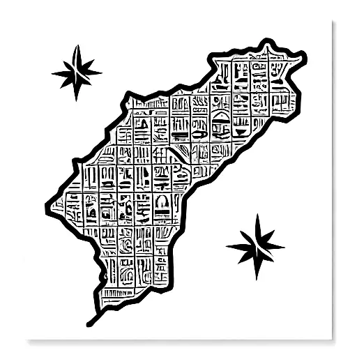 Map Of Egypt With Floral Work