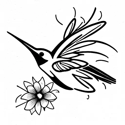 Flowers With Hummingbird