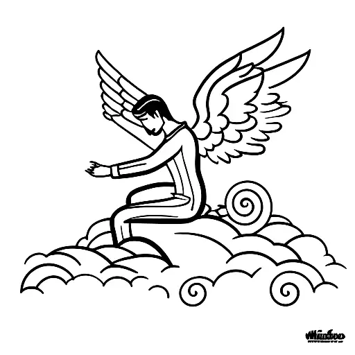 Male Angel Sitting On The Moon