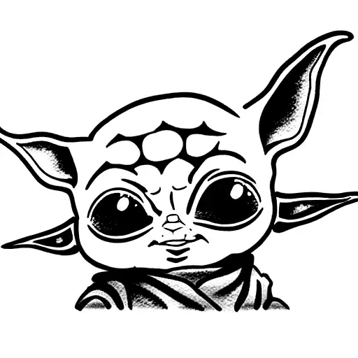 Baby Yoda With Water Color Outside The Lines