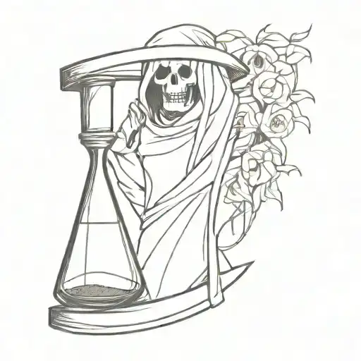 Half An Hourglass And The Face Of The Grim Reaper