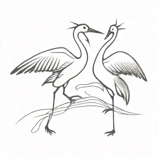 Crane Bird Couple Dancing