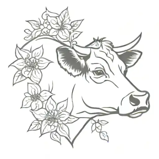 Cow With Flowers And Army Jacket