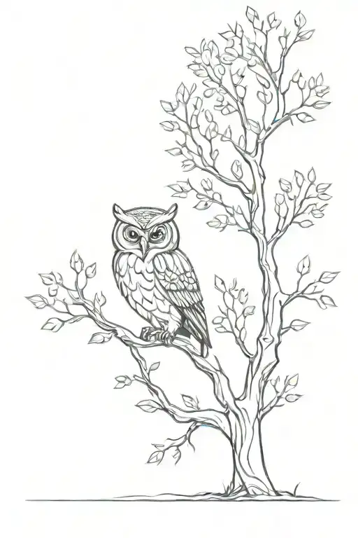 Oak Tree And Owl