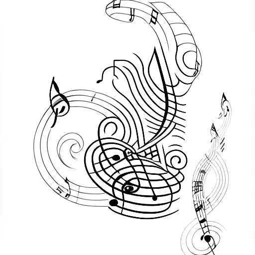 A Minimalist Tattoo Of A Music Note Formed By The Stems Of Flowers