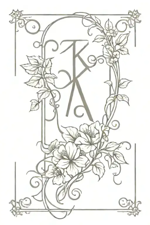 October 18Th June 6Th Roman Numerals With Vines And Flowers