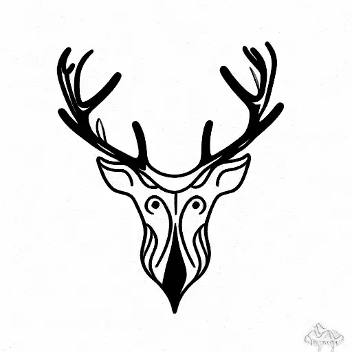 One Line Deer With Antlers