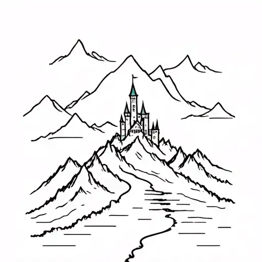 Mountain And Castle With A Path