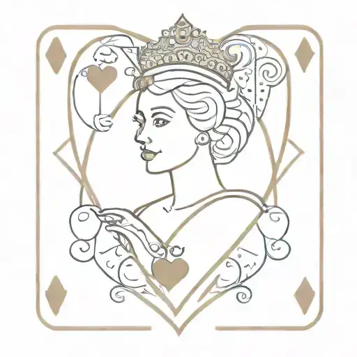 Queen Of Hearts Card Minimalist Design