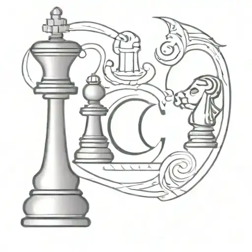 Letters C And J With A Chess Piece