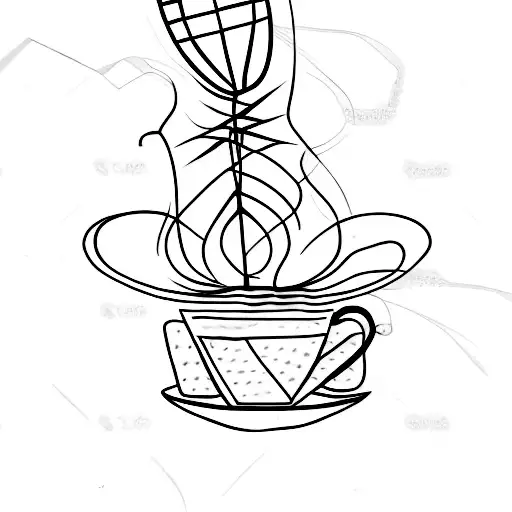 A Minimalist Tattoo Of A Tennis Racket And A Coffee Cup Intertwined Together