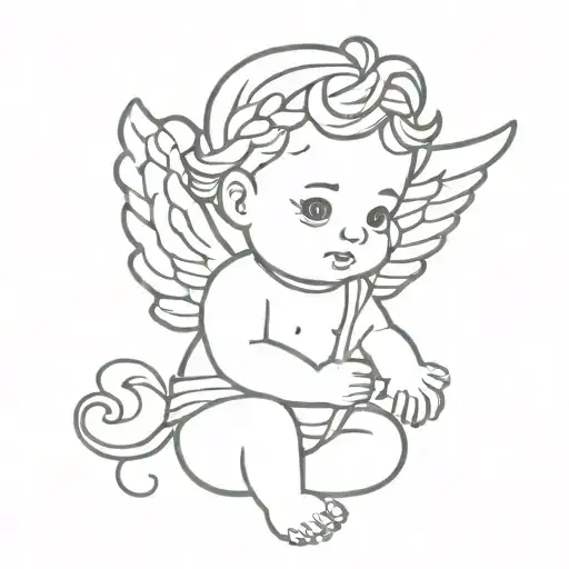 Simple Baby Cupid With Braids In Oversized T-shirt