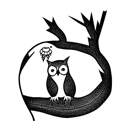 Squirrel And Owl In Tree
