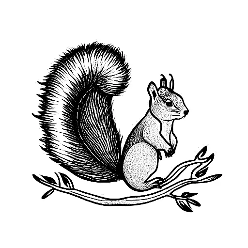 Squirrel In Willow Tree