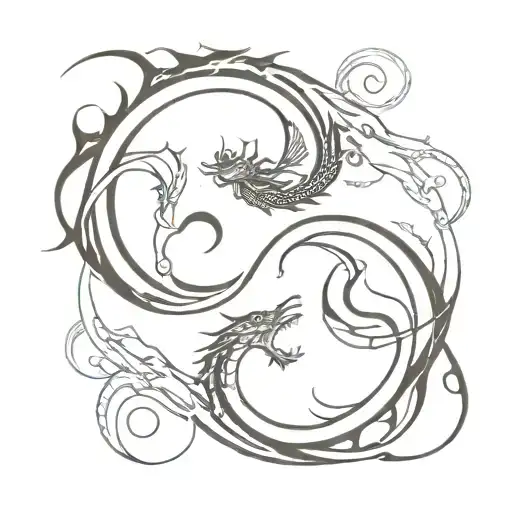 Ying And Yang Dragon Curled