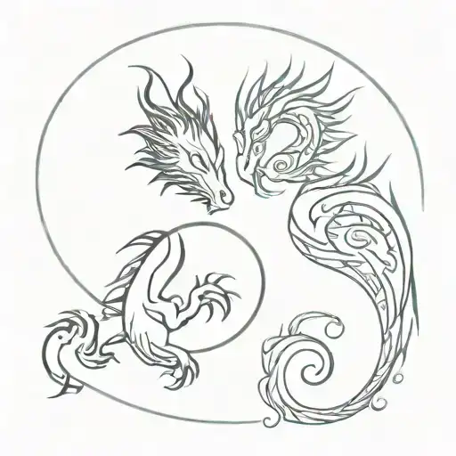 Ying And Yang Dragon Curled