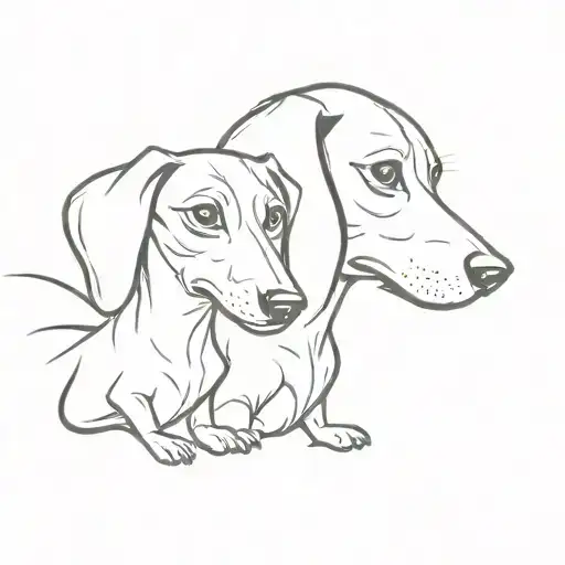 Jaffy And Mini Dachshund In A Hear