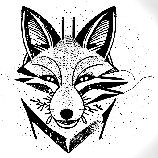 A Detailed Illustration Face Evil Fox Wrapped Around An Ancient Sword