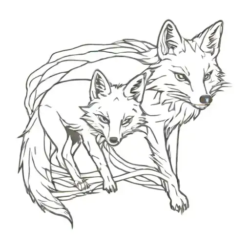 A Fairly Simple Tattoo Consisting Of A Rathian And A Fox