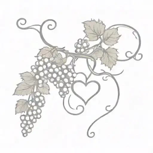 Grape Vine With Heart And Grapes