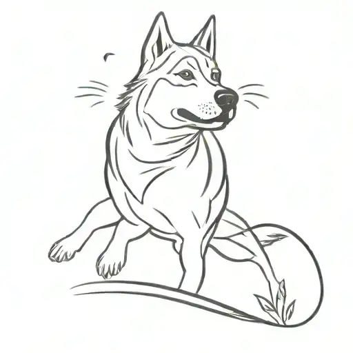 Husky Runs Marathon Runner's Silhouette