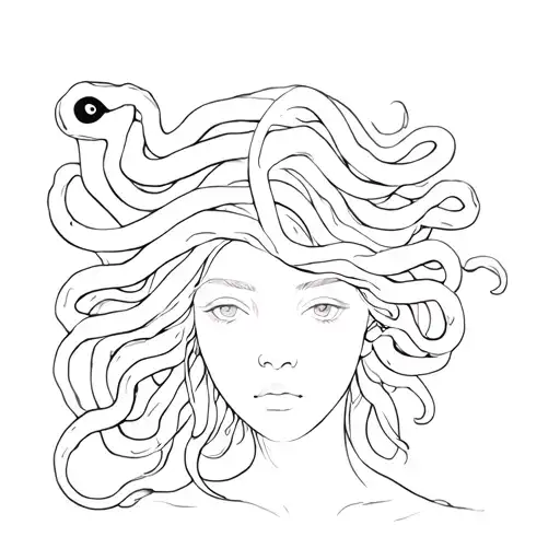Medusa With A Semicolon On Her Cheek And One Of The Snakes In Her Hair Forming The Neda Symbol