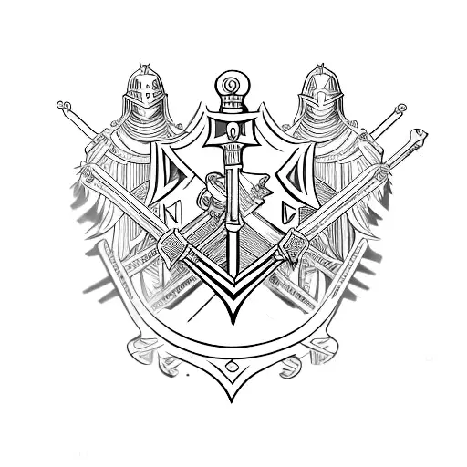 Knights Sword With The Words Charge On Engraved In The Handel