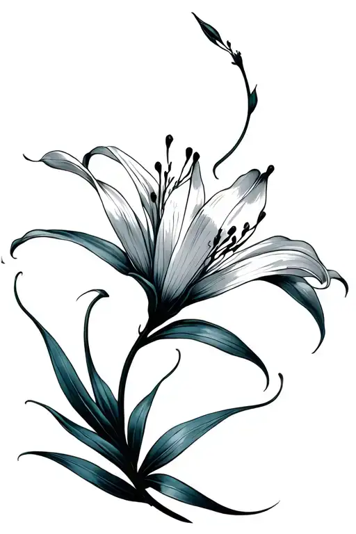 Spider Lilly Flower Tattoo With Flowing Shadows Projected