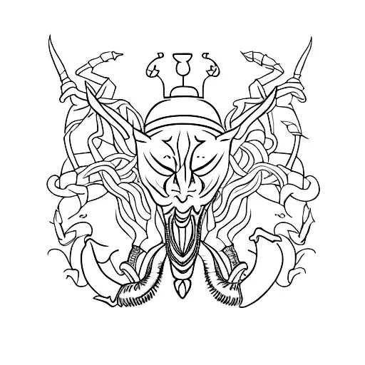 Create A Minimalist Tattoo Of A Jaquar With A Scorpion Tail