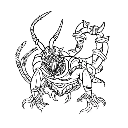 Create A Minimalist Tattoo Of A Jaquar With A Scorpion Tail