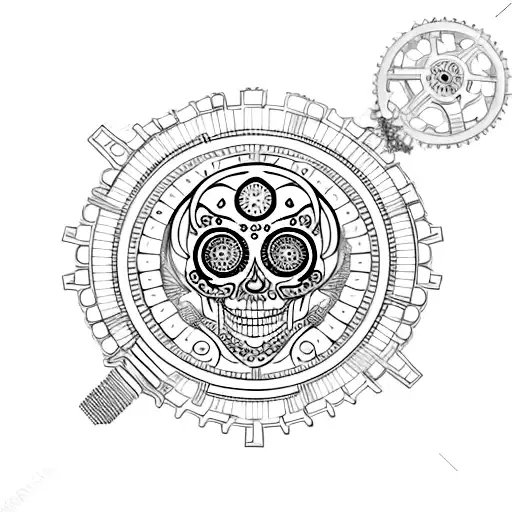 Filigree With Gears And Skull And Bio Mech