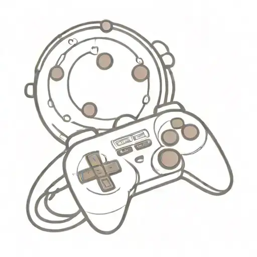 A Minimalist Tattoo Of A Classic Video Game Controller With A Coffee Bean Pattern On It