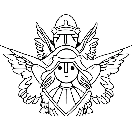 A Minimalist Tattoo Of A Guardian Angel Watching Over A Family