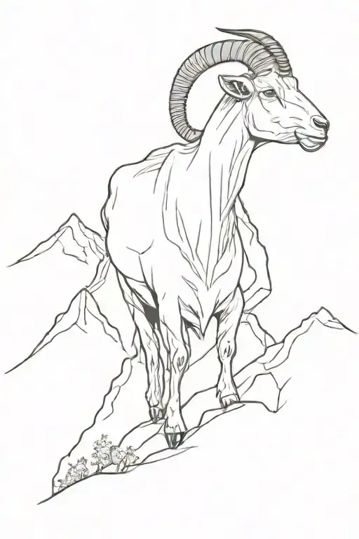 Goat At Top Of A Mountain