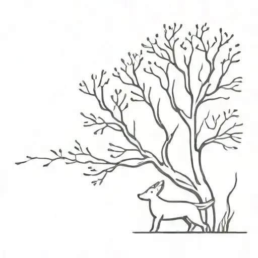 Dog Chasing Rabbit Around A Tree