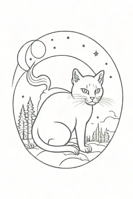 Cat In The Night Sky
