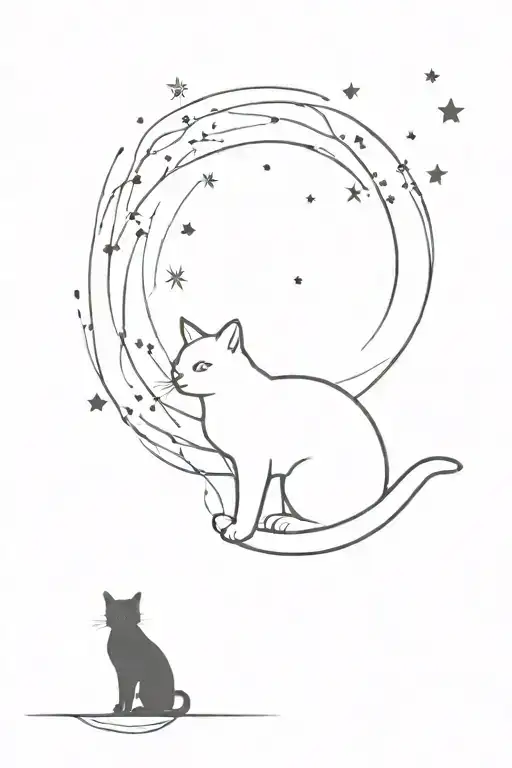 Cat Night Sky Silhouette
