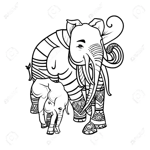 Elephant Depicting Mother Daugher Relationship