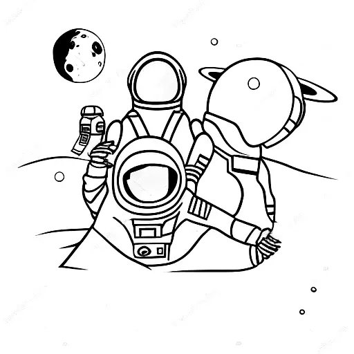 Astronaut Holding Hands With A Space Girlfriend On Mars