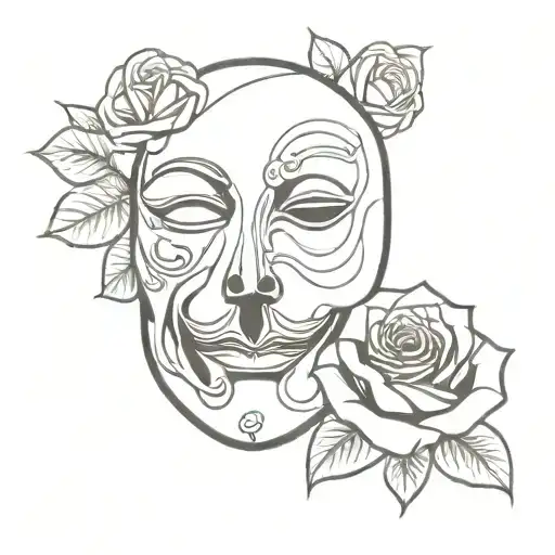 Phantom Of The Opera Mask And Rose Intertwined