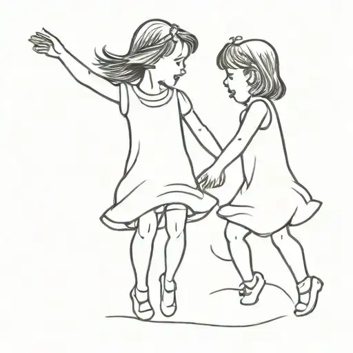 Two Little Girls Dancing Together On A Party